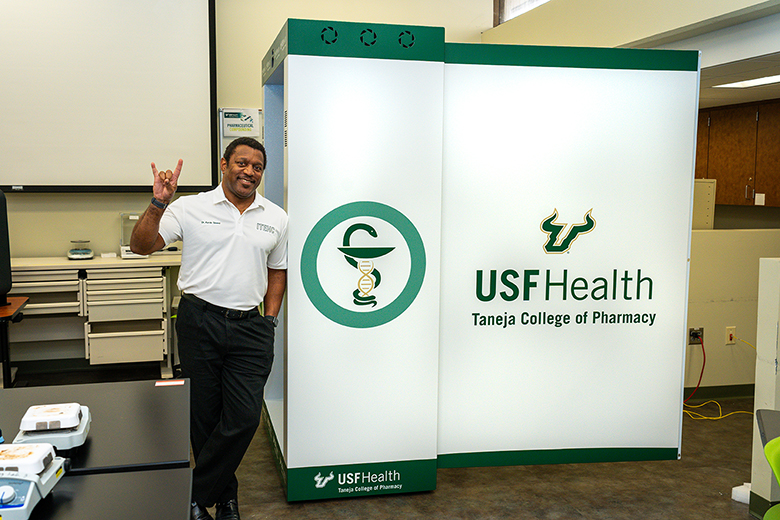 Dr. Kevin Sneed with the Proto Hologram unit