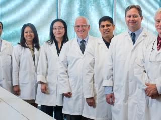 Pharmacists in white coats